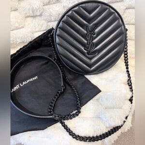 Saint Laurent YSL Black Round Quilted Crossbody Bag (Excellent Condition)